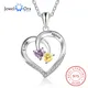 Collier en argent Sterling 925 avec cœur personnalisé 2 pierres de naissance nom gravé bijoux de