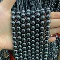 Perles rondes en hématite noire lisse 5A pour la fabrication de bijoux Bracelet bricolage 4 6 8