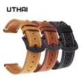 UTHAI-Bracelets de montre P18 en cuir de veau véritable rétro haut de gamme 18mm 20mm 22mm