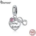 Bamoer – Bracelet Original en argent 925 rose cœur amour infini pour la famille ma sœur