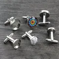 10 pcs/lot 16mm Rhodium et Argent Plaqué De Cuivre Bouton De Manchette Base Manchette Lien