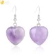 CSJA — Boucles d'oreilles en forme de cœur en pierre naturelle bijou pendant quartz rose violet