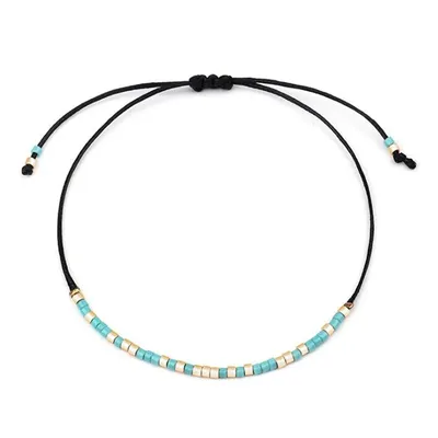Bracelet Bohème en Perles Acryliques Tressées à la Main Bijoux de Pied Ethniques Halhal