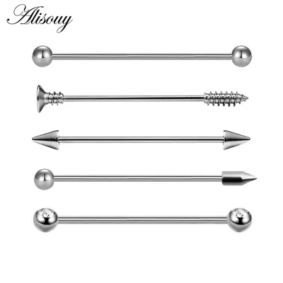 Alisouy – boucle d'oreille en acier inoxydable Piercing barbell industriel barre squelette