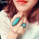 Yumfeel-Bague tibétaine turquoise en argent vintage pour femme 3 modèles au choix bijoux de doigt