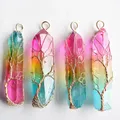 Collier pendentif arbre de vie en Quartz pierre naturelle arc-en-ciel 7 Chakra bijoux de