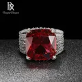 Bague Ringen-Bague de luxe pour femme grande pierre précieuse rouge bijoux féminins géométriques