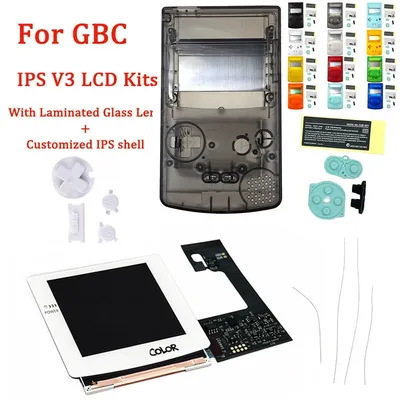 Kit d'Écran LCD Stratifié Blanc IPS V3 avec Boîtier IPS Personnalisé Jeux de lèvent pour GBC