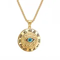 Colliers avec pendentif «l'œil d'horus» pour hommes et femmes bijoux ronds en acier inoxydable de