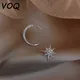 VOQ-Boucle d'oreille étoile brillante et lune en argent pour femme goujon asymétrique bijoux de