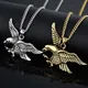 Collier et pendentif Eagle Statement pour homme acier inoxydable bijoux punk or et argent