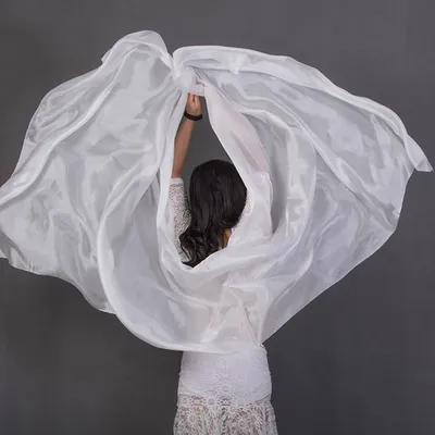 100% soie Performance danse couleur unie Texture légère voile châles femmes écharpe Costumes