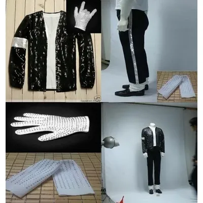 Costumes en jean à paillettes pour enfants et adultes veste et pantalon MJ spectacle de