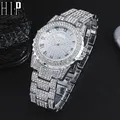 Montres-bracelets à quartz de luxe pour hommes et femmes Hip Hop montres glacées date micropave