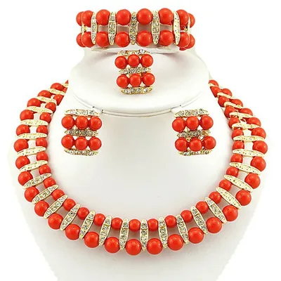 Ensembles de bijoux de couleur pour femmes collier de perles ensembles de bijoux de mariée