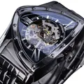 DUNCOUGAR – montre automatique noire en acier inoxydable pour hommes montre-bracelet mécanique
