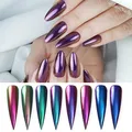 Poudre pailletée effet miroir caméléon pour les ongles pigment chromé pour nail art vernis gel