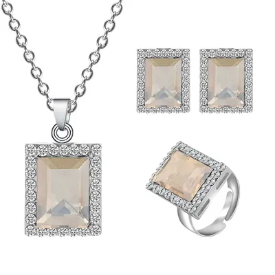 ZOSHI-Ensemble de bijoux en cristal pour femmes mariées collier carré boucles d'oreilles