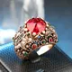 Kinel-Bague en Pierre Satellite Rouge pour Femme Bijoux Vintage en Clip Or Prairie Cadeau d'Amour