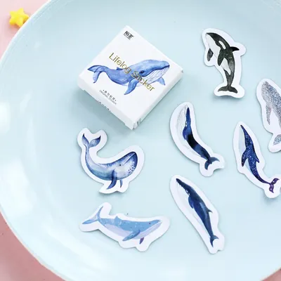 Étiquettes autocollantes décoratives en forme de baleine étiquette autocollante Kawaii pour