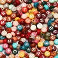 Perles en acrylique avec lettres mixtes rondes plates amples Alphabet pour la fabrication de