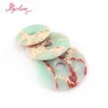 Perle de pierre Shoushan verte Donut pour bricolage accessoires collier Bracelet pendentif