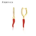 ANDYWEN-Boucles d'oreilles pendantes en argent regardé 925 clips piercing émail jaune piment