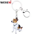Wveni – porte-clés en acrylique pour femme et fille porte-clé Jack assis russe Terrier chien