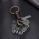 Porte-clé en métal et cuir avec pendentif papillon magnifique chaîne de clé de voiture pour filles