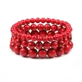 Bracelets classiques élastiques en pierre naturelle pour femmes et hommes perles rouges bijoux de