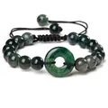 Bracelet en pierre porte-bonheur pour homme et femme en agate en mousse naturelle corde noire