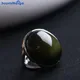 Bague en obsidienne naturelle pour hommes et femmes pierre d'oeil de chat vert argent regardé