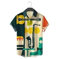 2022 chemises pour hommes hommes hawaïen décontracté chemises à un bouton Instruments de musique