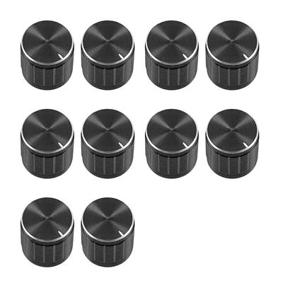 10Pcs 6mm Insert Shaft 16x16mm Aluminum Alloy Potentiometer Rotary Knob Pots - Black