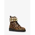 Michael Kors Haskell Studded Printed Calf Hair Combat Boot Brown 5