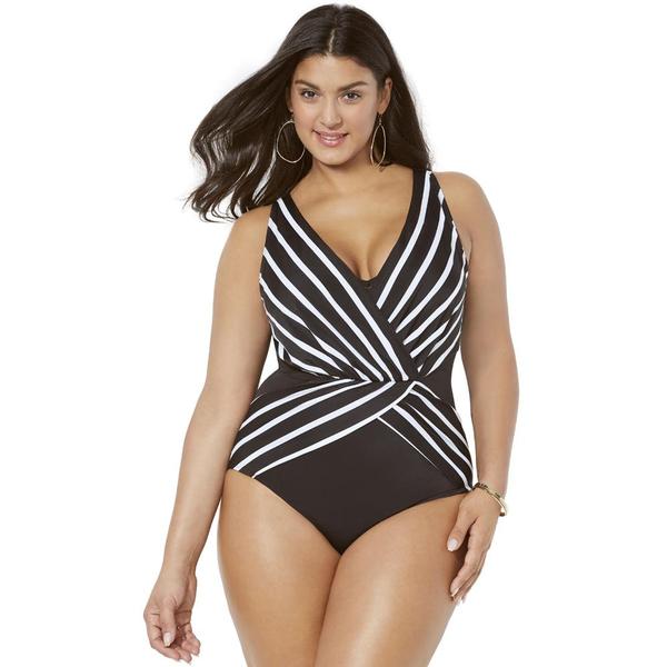 plus-size-womens-surplice-one-piece-swimsuit-by-swimsuits-for-all-in-black-white-stripe--size-4-/