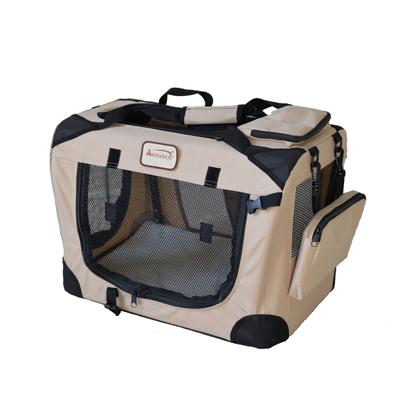 Folding Soft Dog Crate For Dogs And Cats, Pet Travel Carrier by Armarkat in Beige