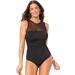 Plus Size Women's Mesh High Neck One Piece Swimsuit by Swimsuits For All in Black (Size 10)