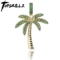 TOicalRILLZ-Pendentif et collier en or et argent pour homme bijoux Hip Hop plaqués AMP Tree Iced