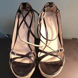 Nine West Shoes | Havefun Ankle Wrap Espadrille Wedge Sand | Color: Black | Size: 9.5