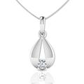 LORDS JEWELS 0.07 ct Diamond Solitaire Necklace for Women in 9 kt 375 White Gold with Chain 46 cm | White Gold Chain Necklace For Women