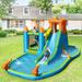 Costway 10.5' x 19.5' Bounce House w/ Water Slide & Air Blower in Blue/Green/Orange | 96 H x 126 W x 234 D in | Wayfair OP70708