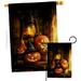 Breeze Decor Lantern Pumpkins 2-Sided Polyester 40" H x 28" W Garden Flag in Black/Orange/Yellow | 40 H x 28 W in | Wayfair