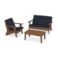 Sol 72 Outdoor™ Sol 72 3-Piece Modern Deep Seating Lounge Set Plastic in Brown | 32.75 H x 52 W x 32.25 D in | Wayfair