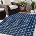 Blue/Navy 96 x 0.08 in Area Rug - Gracie Oaks Atte Geometric Navy Indoor/Outdoor Area Rug Polyester | 96 W x 0.08 D in | Wayfair