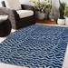 Blue/Navy 48 x 0.08 in Area Rug - Dakota Fields Crouch Geometric Navy/White Indoor/Outdoor Area Rug Polyester | 48 W x 0.08 D in | Wayfair