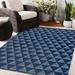 Blue/Navy 48 x 0.08 in Area Rug - Dakota Fields Curtiss Geometric Navy/White Indoor/Outdoor Area Rug Polyester | 48 W x 0.08 D in | Wayfair