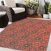 White 36 x 0.08 in Area Rug - Dakota Fields Chea Floral Pink/Orange/Green Indoor/Outdoor Area Rug Polyester | 36 W x 0.08 D in | Wayfair