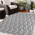 Gray/White 60 x 0.08 in Area Rug - George Oliver Breac Geometric Gold/Gray/Ivory Indoor/Outdoor Area Rug Polyester | 60 W x 0.08 D in | Wayfair