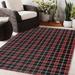 Black/Red 96 x 0.08 in Area Rug - The Twillery Co.® Hersche Plaid Charcoal/Red Indoor/Outdoor Area Rug Polyester | 96 W x 0.08 D in | Wayfair